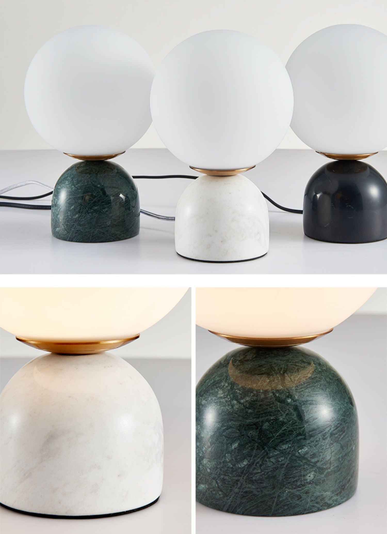 Marmeren tafelbollamp