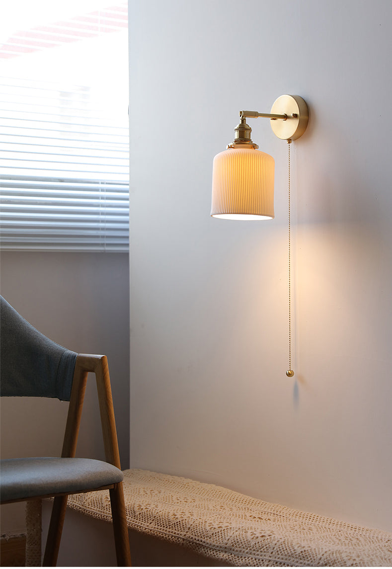 Witte keramische koperen wandlamp schans - 209ST