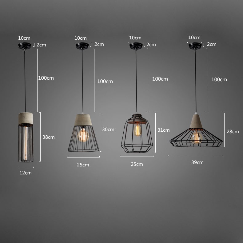 Grijze Cement Hanglamp - 105CM