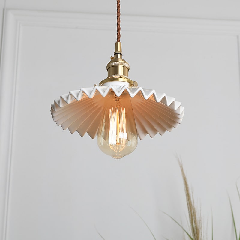 Gecanneleerde keramische messing hanglamp - 120PL