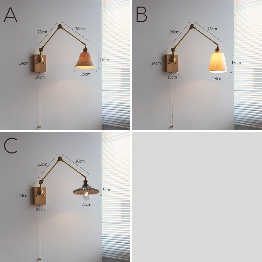Keramische Wandlamp Met Eikenhouten Plaat - 115WL