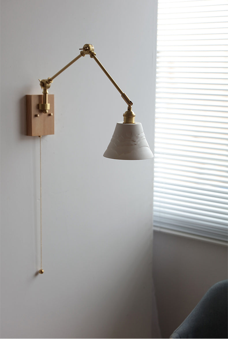 Keramische Wandlamp Met Eikenhouten Plaat - 115WL