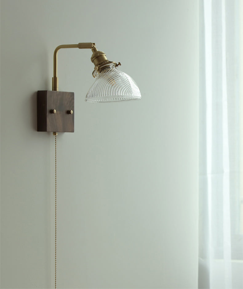 Glazen Wandlamp Met Houten Plaat - 103WL